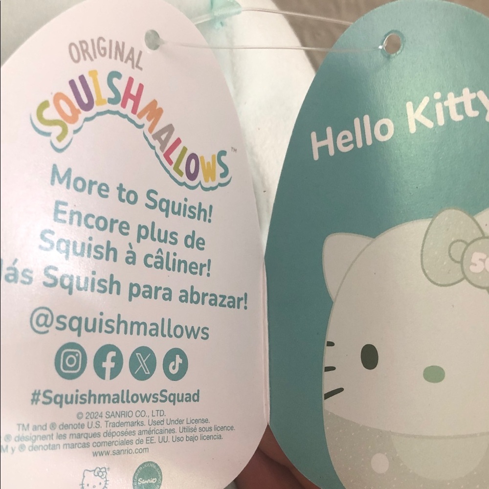 Squishmallows Light Blue and White Plush with Glitter Bow - Picture 4 of 4